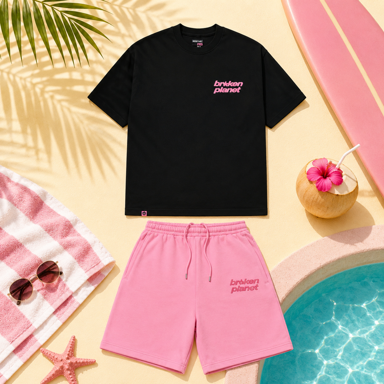 Ensemble broken planet rose et noir